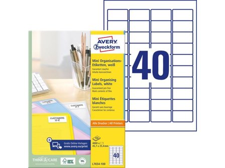 AVERY Etikett 45,7x25,4mm 4000/fp - Lyreco - Emballage och lagerutrustning - Etiketter och godsmärkning - Adressetiketter