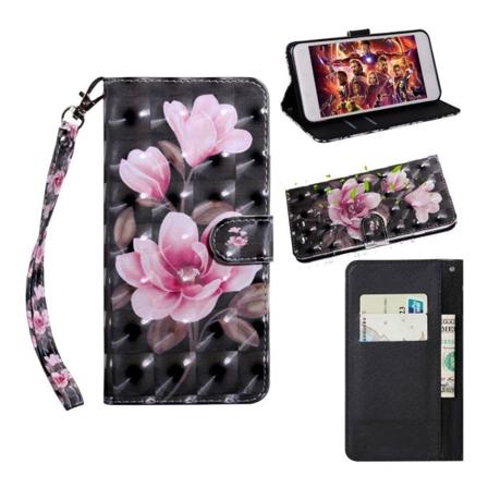 Samsung Galaxy S10 Läderfodral Med Ljus Prickar - Rosa Blomm