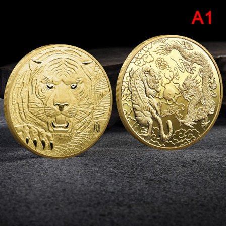 IC Tiger Original Kina Zodiac Tiger Mynt Dekoration Hantverk Comme Gold