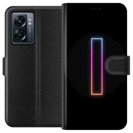 Kompatibel Tegnebogsetui til OnePlus OnePlus Nord N300 Minimalistisk neonbogstav I i regnbuefarver mod mørk baggrund