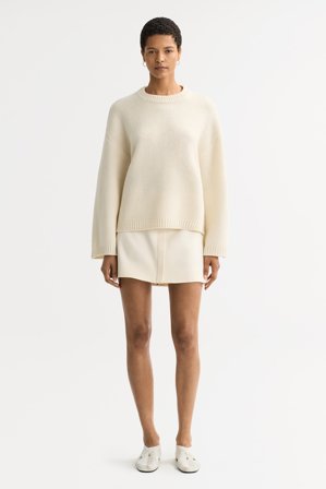Soft Goat - Chunky crewneck - Women cashmere sweater - M - Feather White
