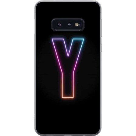 Kompatibelt Mobildeksel til Samsung Samsung Galaxy S10e Minimalistisk neonbokstav Y i fargeskiftende lys mot svart bakgrunn