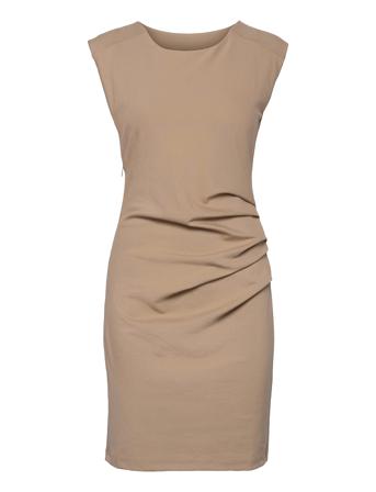 India Round-Neck Dress Knelang Kjole Beige Kaffe