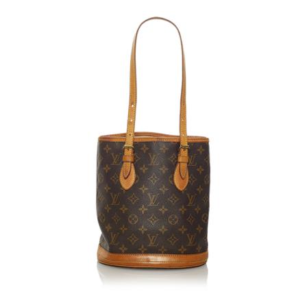 Louis Vuitton Vintage Monogram Petit Bucket Canvas Monogram Canvas France Brun, Dame Vintage Tasker, Størrelse: ONE Size