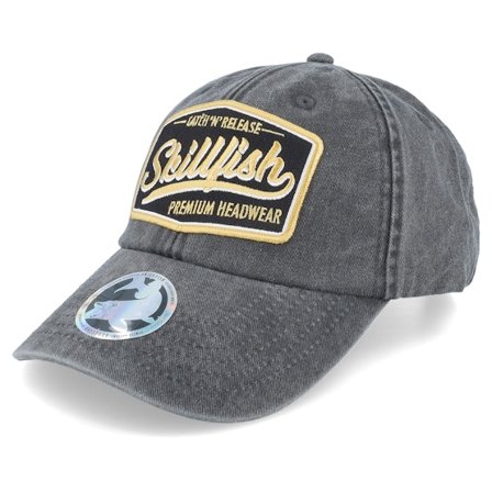 Skillfish - Noir unconstructed Casquette - Premium Fishing Vintage Washed Black Dad Cap @ Hatstore