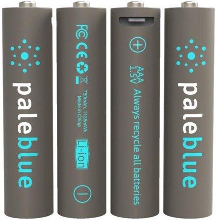 Pale Blue Li-Ion Rechargeable AAA Battery 4-Pack