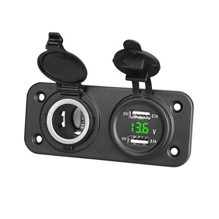 Motorcykel Cigarettænder Stik Panel Adapter Dobbelt USB Strømport Udtag