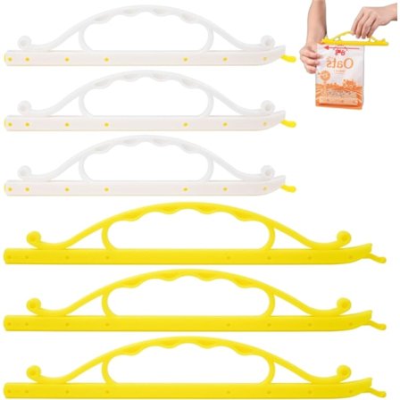 6-pak Poseposer, Gjenbrukbare Poseforseglinger, Chipklips med Håndtak for Brød, Snacks, Korn og Mat, Slitesterk Chipposeglider