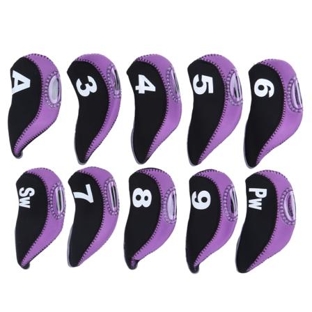 10 kpl Neopreenimusta Purppura Numero Kätevä universal Pehmeä Golfputterin cover Iron Club -päänsuojuksen lisävaruste ulkomatkoilla
