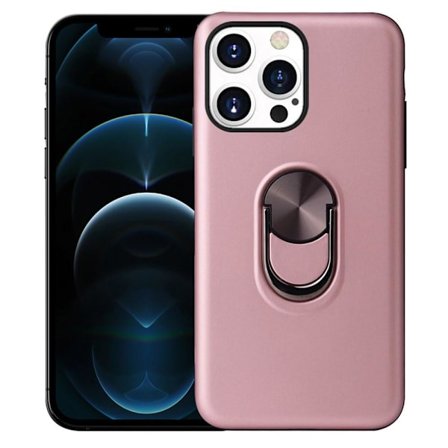 iPhone 13 Pro Finger Ring TPU Hybrid Case Kickstand - Rose Gold