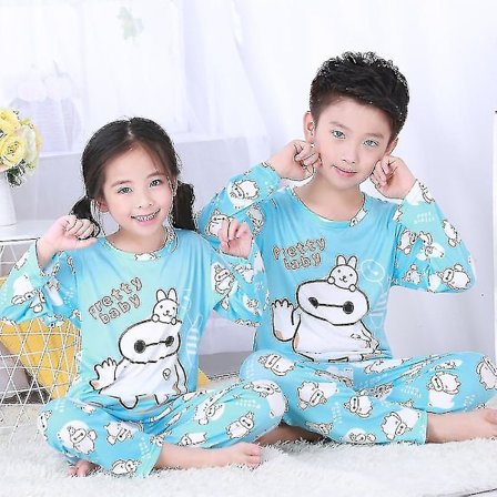Pyjamas Set i tecknad film för barn, flicka och pojke, långa pyjamas, nattkläder
