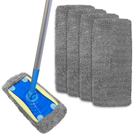 4 stk. Mikrofibermoppude-erstatning til laminatgulvmopper - Genanvendeligt moppehoved, Flash-mopperefill-puder - Maskinvaskbare
