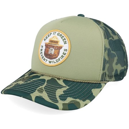 American Needle - Grønn trucker Caps - Smokey Bear Mallard Foamy Olive A-Frame Trucker @ Hatstore
