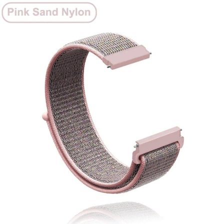 18 mm 20 mm 22 mm nylon för Garmin Vivoactive 3 4 4s Band Watch Venu 2 2s SQ Forerunner 645 Armband Nylon - Nylon PinkSand