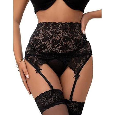 Kvinders Sexede Strømpebåndsseler Store Højtaljede Gennemsigtige Blonder Strømpebåndsseler