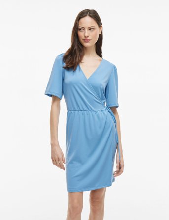 Vila Vinayeli S/S Short Wrap Dress - Noos - Blue - S