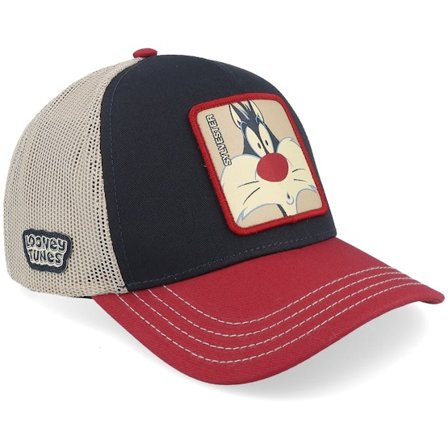 Capslab - Looney Tunes Sylvester Black/Red A-Frame Trucker Trucker Black Cap - @ Hatstore