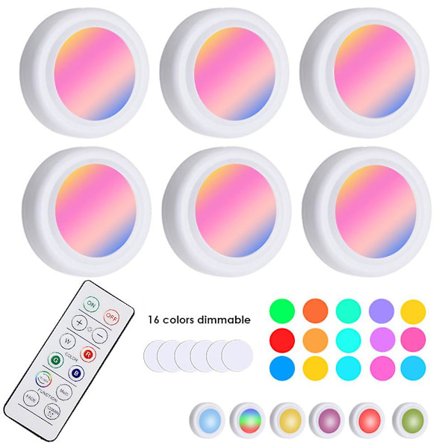 Led-kaappivalot Rgb Langattomat kiekkovalot Kaapin alle valaistus 16 väriä