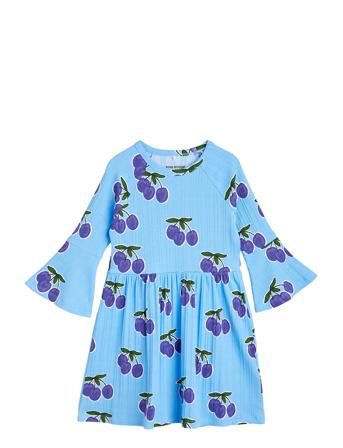 Plum Aop Trumpet Sleeve Dress Dresses & Skirts Dresses Casual Dresses Long-sleeved Casual Dresses Blå Mini Rodini*Betinget Tilbud