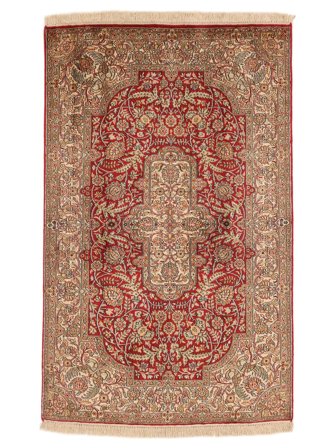 Tapis Cachemire Pure Soie 24/24 Quality 78X124 Marron/Rouge Foncé (Soie, Inde)