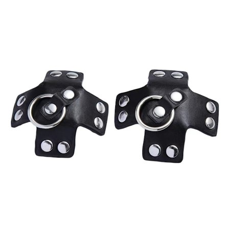 Sort Læder Brystvorte Dækning Genanvendelige Pasties Punk Sølv Metal Brystvorte Ring Brystblade til Kvinder