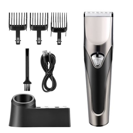 (Hvid) Kæledyrsklipper - Elektrisk klipper til katte og hunde - Lavt støjniveau - 4-trins trimningskam