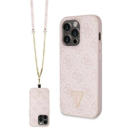 Guess iPhone 15 Pro Mobilskal Crossbody 4G Metal Logo - Rosa