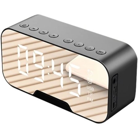 Kannettava LED-digitaalinen kaiutin Herätyskello MP3 FM-radio Paristokäyttöinen, Musta