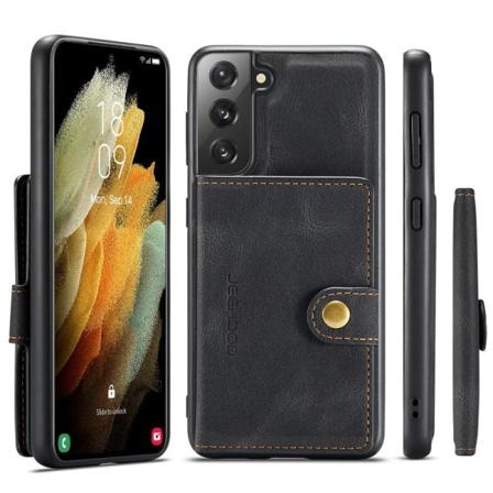 Samsung S21 Plus støtsikkert deksel med magnetisk kortholder JeeHood Black