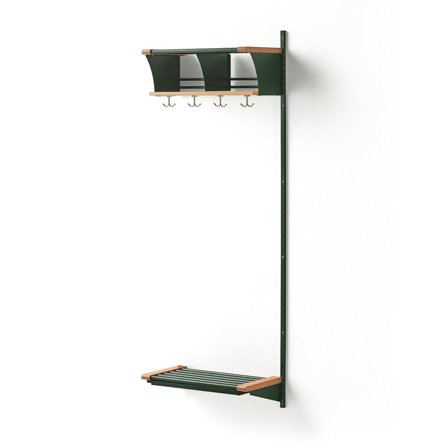 Garderobemodul JEPPE, 2 rum, påbygningssektion, grøn/eg, 1790x600x300 mm