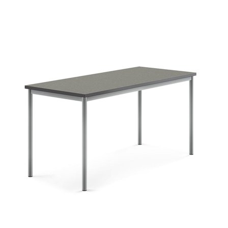 Stół SONITUS, 1600x700x760 mm, ciemnoszare linoleum, szary aluminium