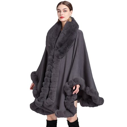 Dam finstickad fuskpäls Cape Cardigan tröja