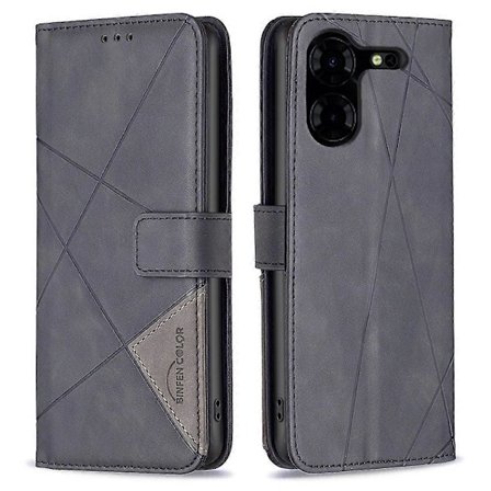 BINFEN COLOR BF05 Til TECNO Pova 5 Pro 5G Etui PU Læder Flip Stand Telefon Cover - Grå