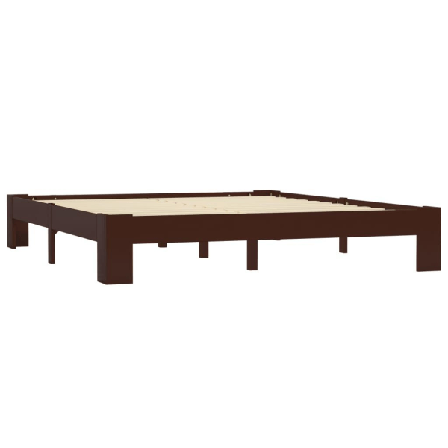 Vidaxl Sängram Mörkbrun Massiv Furu 180x200 Cm Brun