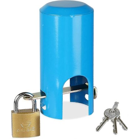 Udendørs vandhanelås system Børnesikkerhed Tyverisikring Vandhanelås Multifunktionel jern vandhanelås Beskyttelseslås til parkhave (blå)