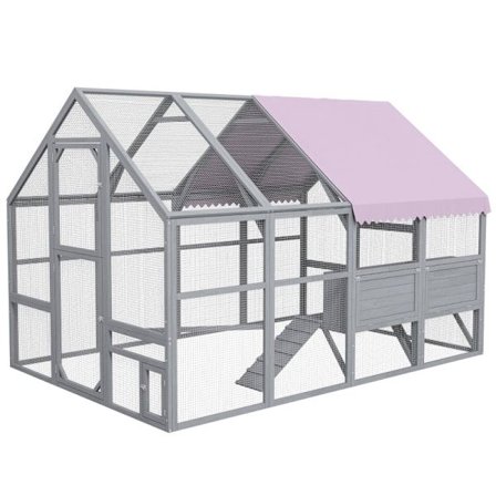 Rootz PawHut Chicken Coop - Chicken House - Walk-In Kotelo - Säänkestävä - Tilava muotoilu - Kestävät materiaalit - Kätevät pesimälaatikot - 280 cm x