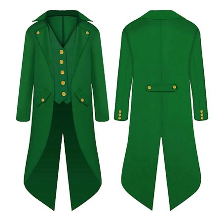 Halloween Kläder för Förälder och Barn, Herr Retro Kläder, Barns Mellanlånga Punk Retro Smoking Grön-FF-