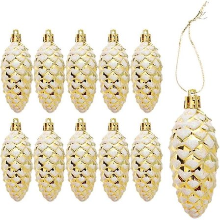 10 kimaltavan joulukuusenkoristeen setti - joulupallot joulukuusen koristeluun (kulta)