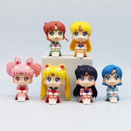 Sailor Moon Anime Figur Q Version Kawaii Sailor Mars Jupiter Mercury Venus Action Figur PVC Samlingsmodel Dukke Legetøj til Børn