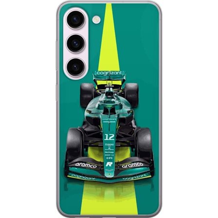 Yhteensopiva Puhelinkuori Samsung Samsung Galaxy S23 Aston Martinin Formula 1 -auto vihreässä kilpailumuotoilussa, jossa on moderni studiosentuntma