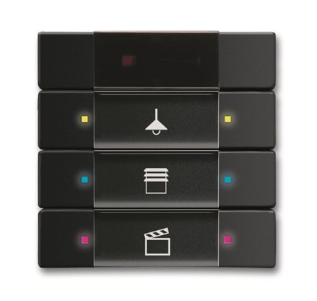 ABB 6135-0-0166 Trykknapp 3-polet Svart, Strømbrytere & vegguttak