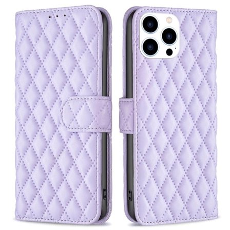 Rhombus mat iPhone 14 Pro flip etui - Lilla