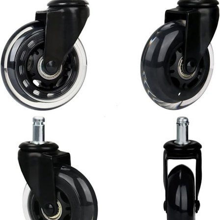 Universelle kontorstolshjul, lydløse og slidstærke, sorte