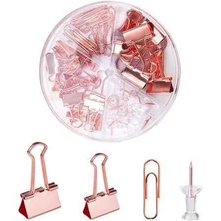 72-delars kontorsmaterialset, inklusive 22 st bindeklipp/30 st gem/20 st knappnålar, skolbordstillbehör med låda