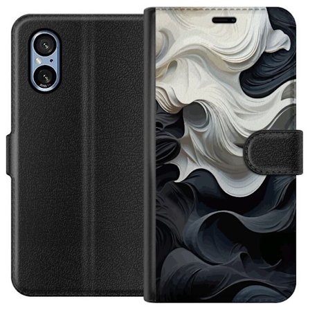Kompatibelt Plånboksfodral till Sony Sony Xperia 10 VI Silke Svart / Vitt