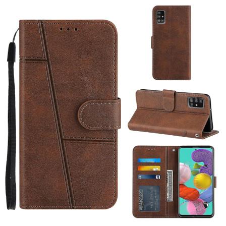 Kompatibel Samsung Galaxy A51 4g Case Läder Folio Cover Magnetic Premium Etui Coque - Braun