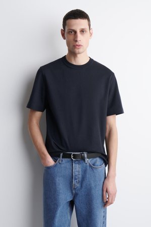 COS Männer T-Shirt Aus Baumwolle Mit Rundhalsausschnitt in Blau