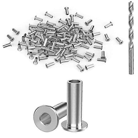 70 stk. Beskyttelseshylser i rustfritt stål for 1/8 tommer, 5/32 tommer eller 3/16 tommer kabelrekkverk, Cable Pro