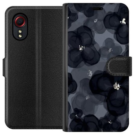 Yhteensopiva Lompakkokotelo Samsung Samsung Galaxy Xcover 5 Abstrakti tummanvärisellä kukkakuviolla, jossa on elegantti ja dramaattinen tunnelma