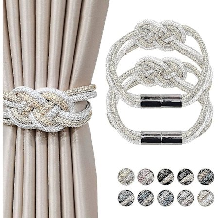 Hjemme 2-pakks Magnetiske Gardinbinder, Beige + Gull